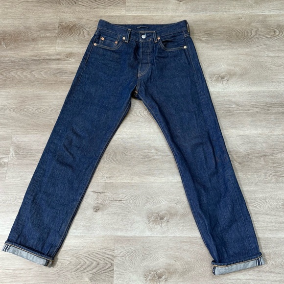 Levi's Made Crafted 501 1980s Rigid Selvedge Denim Blue Jeans - Main Image